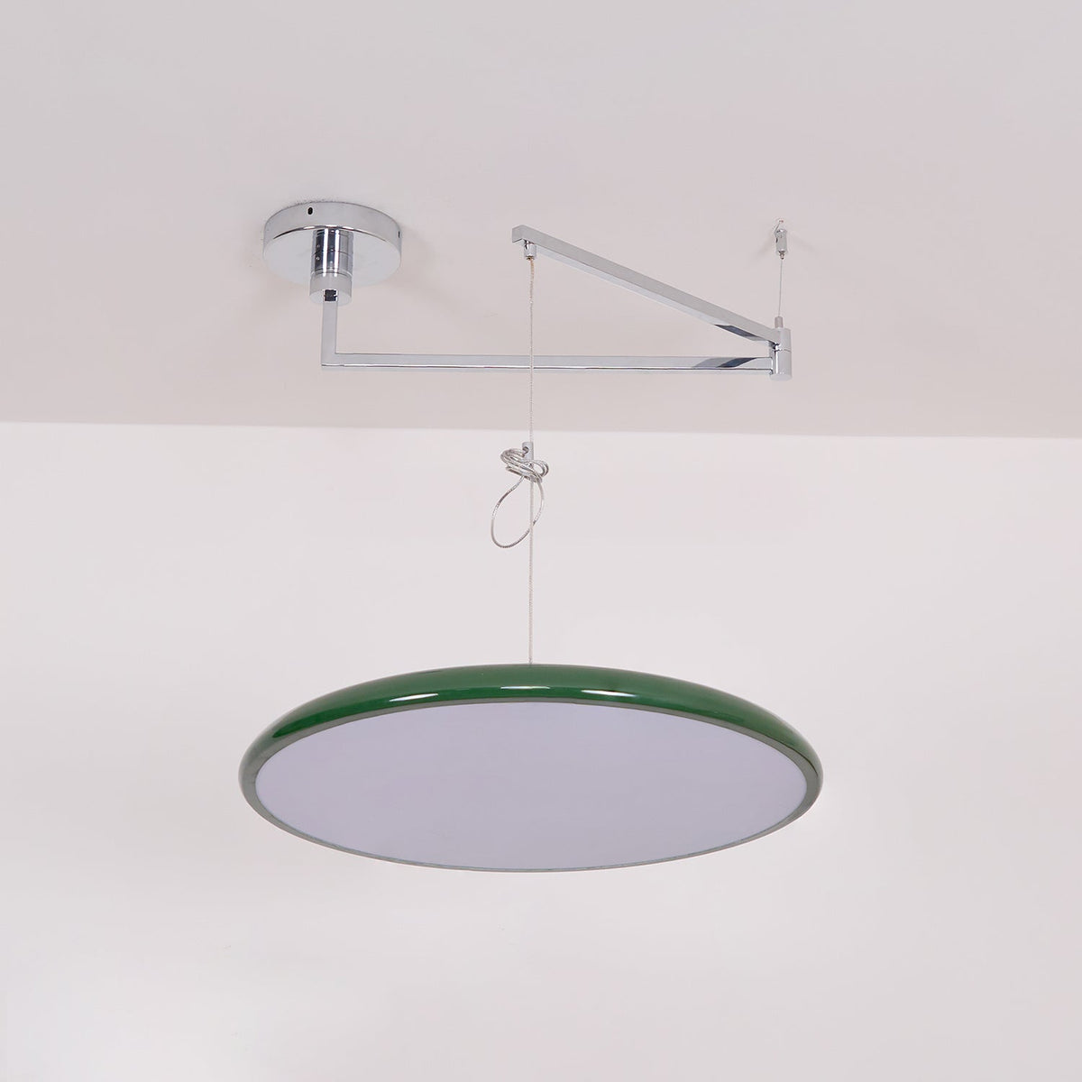 Adjustable Swing Arm Pendant Light with Round Metal Shade for Kitchen Island & Workspace