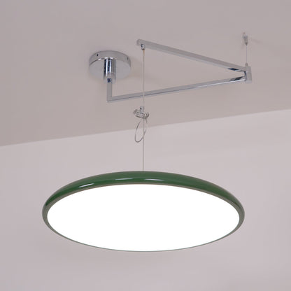 Hanging Drop Ceiling Fixture Acrylic Disk 16-Inch Yellow for Kitchen Island Dining Table Contemporary LED Overhead Light Adjustable Cord 59