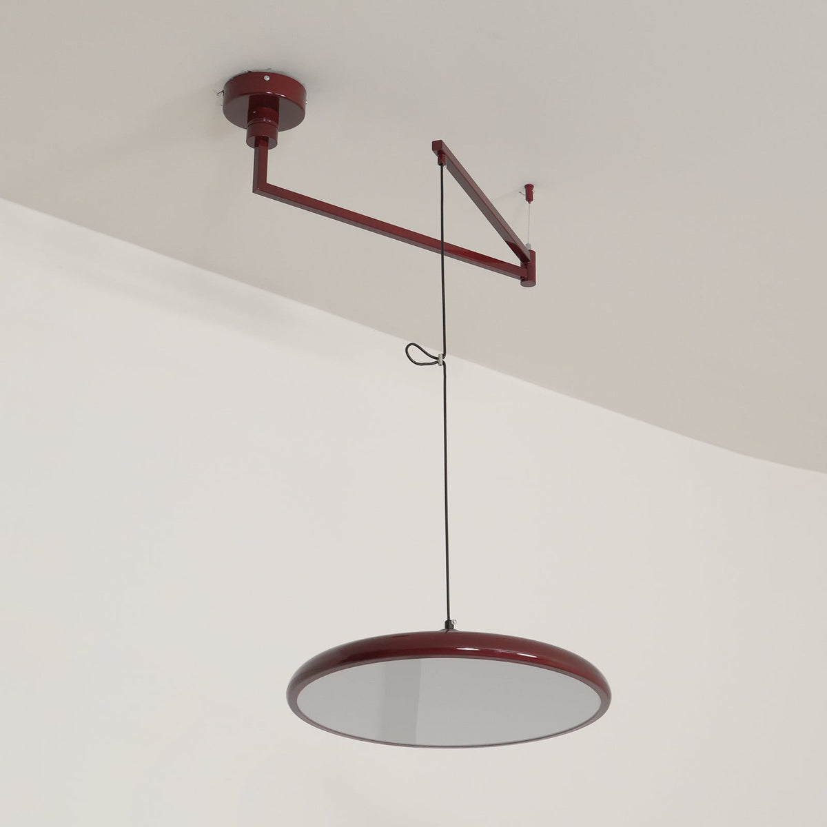 Hanging Drop Ceiling Fixture Acrylic Disk 16-Inch Yellow for Kitchen Island Dining Table Contemporary LED Overhead Light Adjustable Cord 59