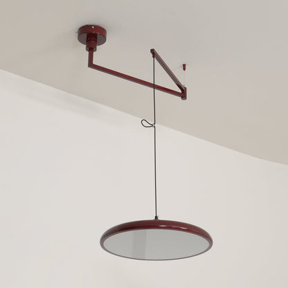 Hanging Drop Ceiling Fixture Acrylic Disk 16-Inch Yellow for Kitchen Island Dining Table Contemporary LED Overhead Light Adjustable Cord 59