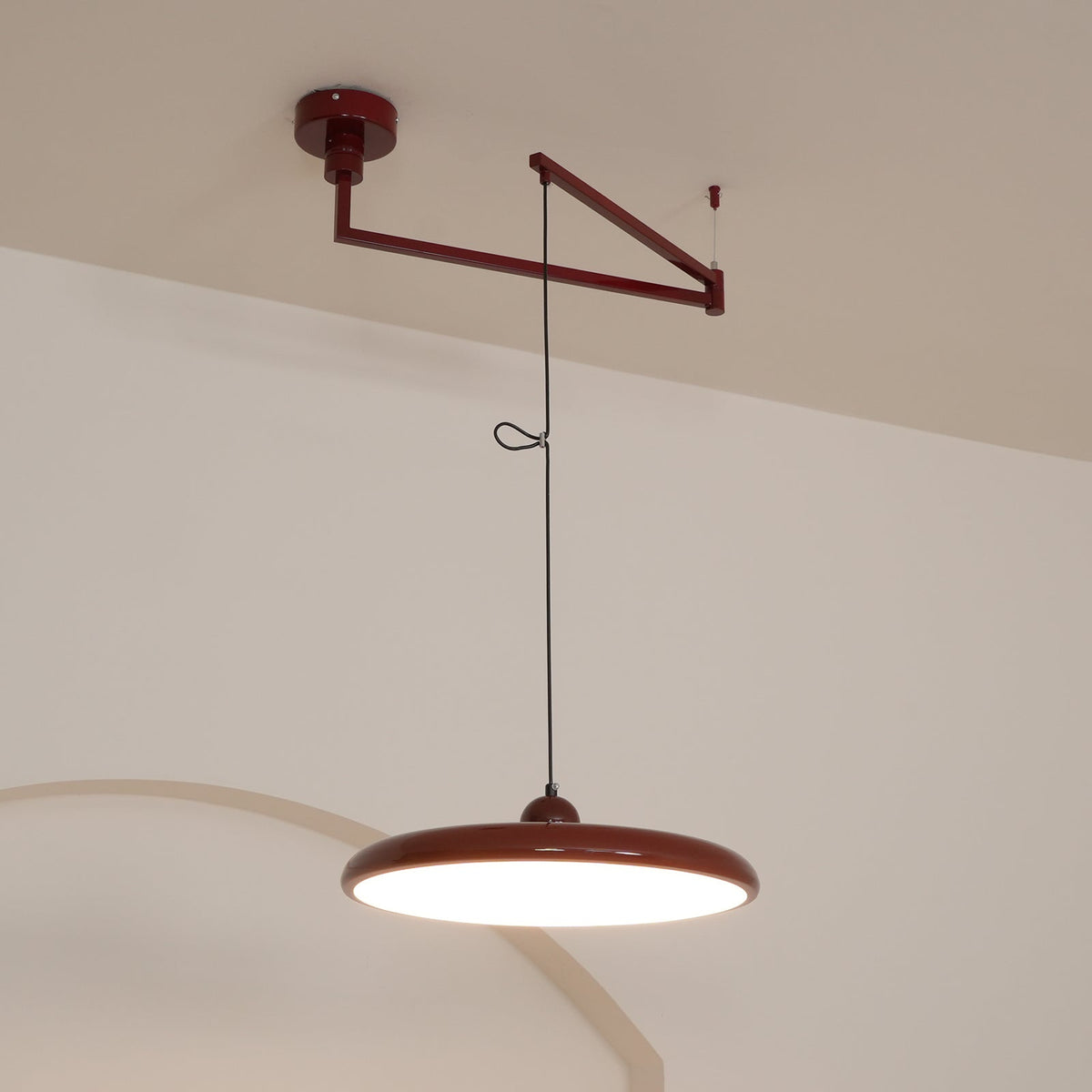 Swing-Arm Chandelier with Integrated LEDs for Kitchen Island, Dining Table & Home Office – Metal Shade, Adjustable Height