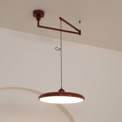 Adjustable Swing Arm Pendant Light with Round Metal Shade for Kitchen Island & Workspace