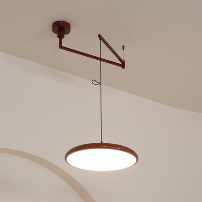 Hanging Drop Ceiling Fixture Acrylic Disk 16-Inch Yellow for Kitchen Island Dining Table Contemporary LED Overhead Light Adjustable Cord 59