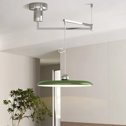 Swing-Arm Chandelier with Integrated LEDs for Kitchen Island, Dining Table & Home Office – Metal Shade, Adjustable Height