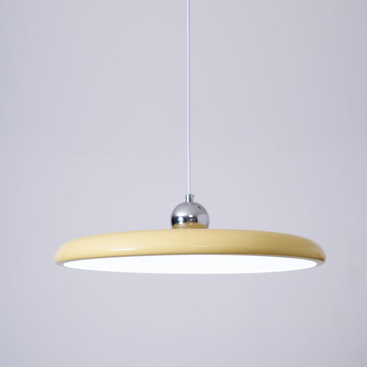 Hanging Drop Ceiling Fixture Acrylic Disk 16-Inch Yellow for Kitchen Island Dining Table Contemporary LED Overhead Light Adjustable Cord 59