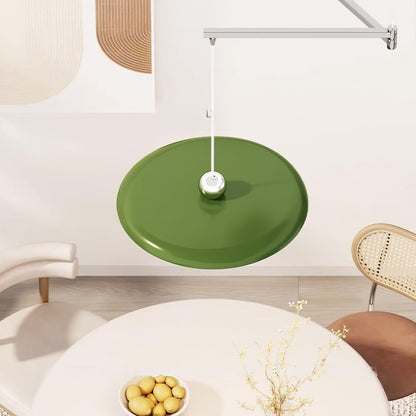 Adjustable Swing Arm Pendant Light with Round Metal Shade for Kitchen Island & Workspace