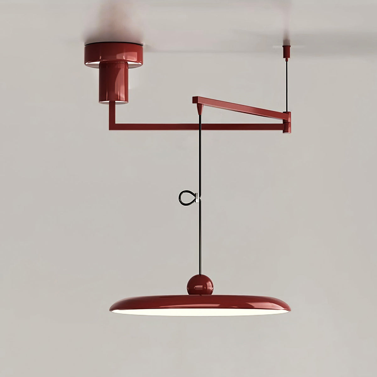 Swing-Arm Chandelier with Integrated LEDs for Kitchen Island, Dining Table & Home Office – Metal Shade, Adjustable Height