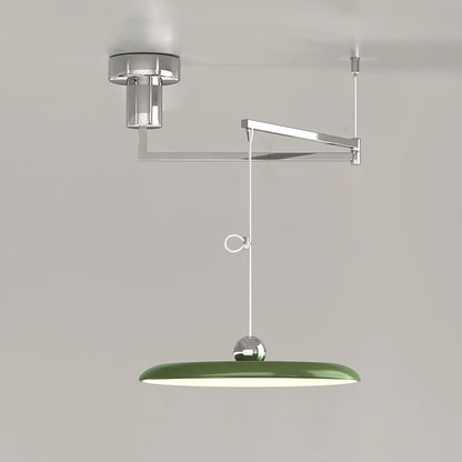 Swing-Arm Chandelier with Integrated LEDs for Kitchen Island, Dining Table & Home Office – Metal Shade, Adjustable Height