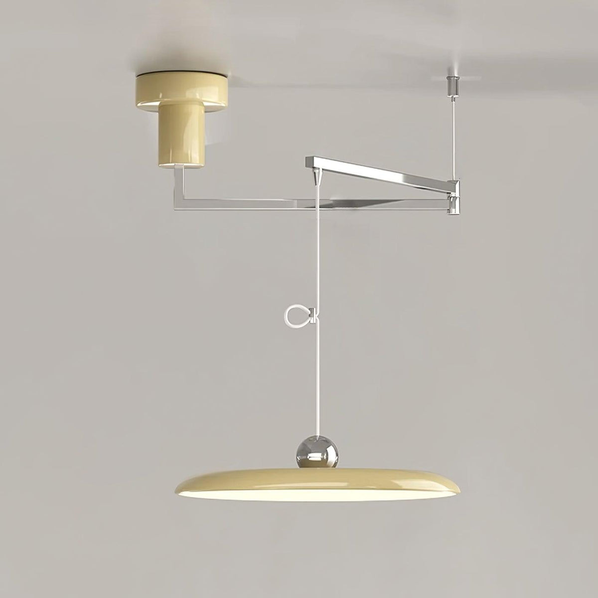 Hanging Drop Ceiling Fixture Acrylic Disk 16-Inch Yellow for Kitchen Island Dining Table Contemporary LED Overhead Light Adjustable Cord 59