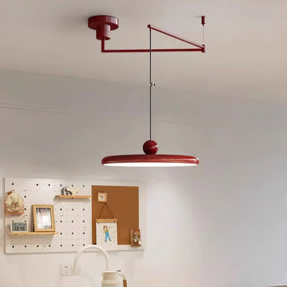 Swing-Arm Chandelier with Integrated LEDs for Kitchen Island, Dining Table & Home Office – Metal Shade, Adjustable Height
