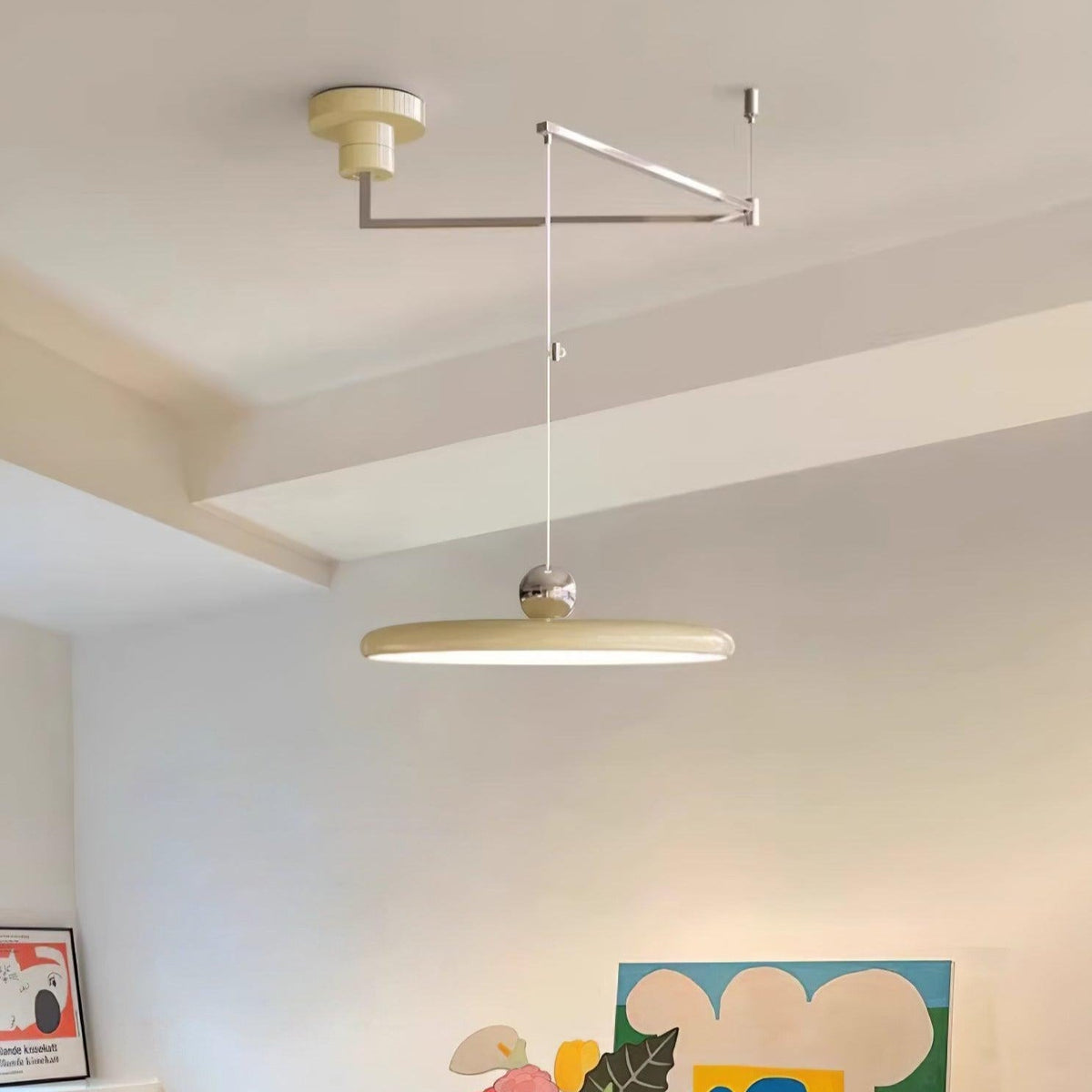 Swing-Arm Chandelier with Integrated LEDs for Kitchen Island, Dining Table & Home Office – Metal Shade, Adjustable Height