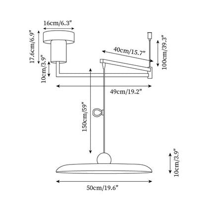 Swing-Arm Chandelier with Integrated LEDs for Kitchen Island, Dining Table & Home Office – Metal Shade, Adjustable Height