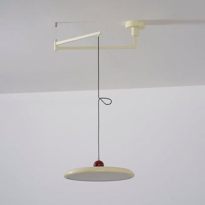 Hanging Drop Ceiling Fixture Acrylic Disk 16-Inch Yellow for Kitchen Island Dining Table Contemporary LED Overhead Light Adjustable Cord 59