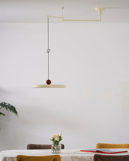 Hanging Drop Ceiling Fixture Acrylic Disk 16-Inch Yellow for Kitchen Island Dining Table Contemporary LED Overhead Light Adjustable Cord 59