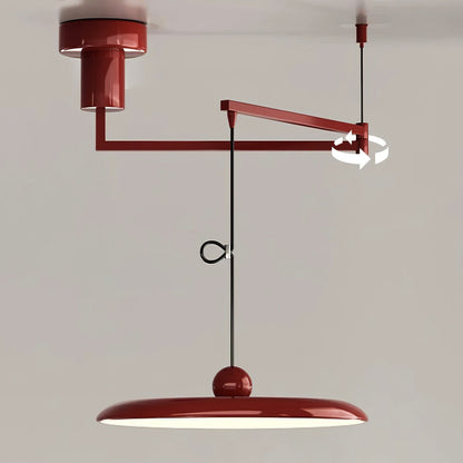 Adjustable Swing Arm Pendant Light with Round Metal Shade for Kitchen Island & Workspace