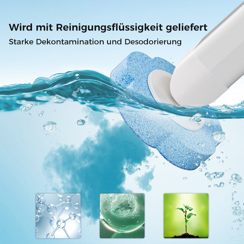Disposable Toilet Brush with Push-Button Release & Pre-Filled Antibacterial Sponge Heads for Hands-Free Bathroom Cleaning