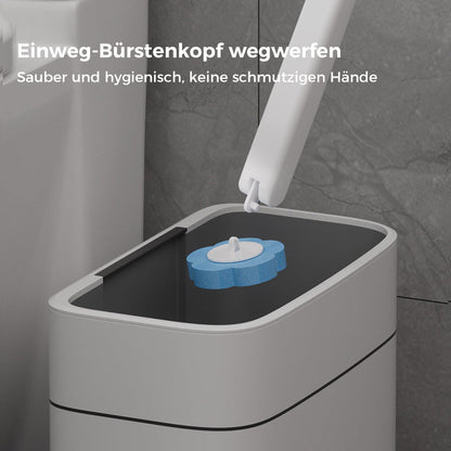 Disposable Toilet Brush with Push-Button Release & Pre-Filled Antibacterial Sponge Heads for Hands-Free Bathroom Cleaning