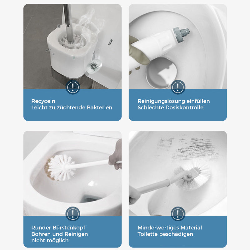 Disposable Toilet Brush with Push-Button Release & Pre-Filled Antibacterial Sponge Heads for Hands-Free Bathroom Cleaning