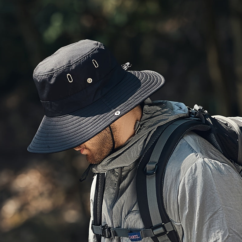 Wide Brim Sun Hat with Adjustable Chin Strap & Mesh Ventilation for Hiking, Fishing & Outdoor Adventures