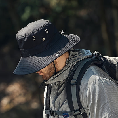 Wide Brim Sun Hat with Adjustable Chin Strap & Mesh Ventilation for Hiking, Fishing & Outdoor Adventures