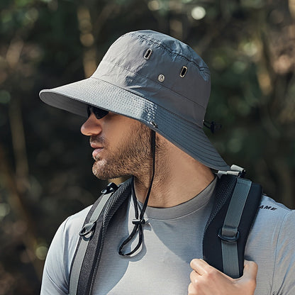 Wide Brim Sun Hat with Adjustable Chin Strap & Mesh Ventilation for Hiking, Fishing & Outdoor Adventures