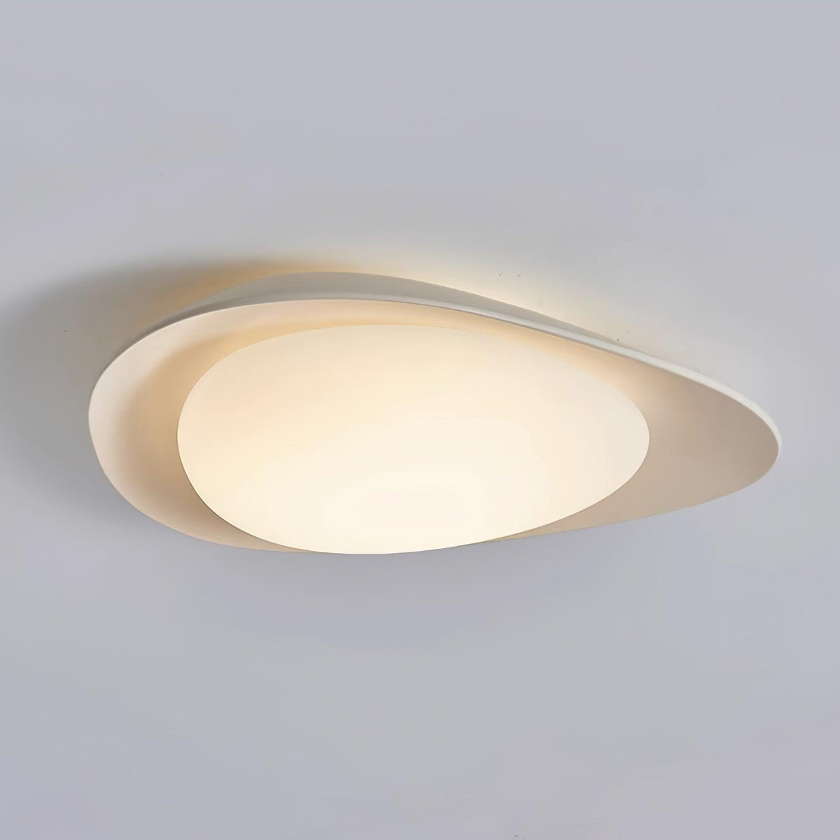 Organic Resin LED Flush Mount Light Green Beige for Bedroom Living Room Dining Room Modern Overhead Lighting Nature-Inspired