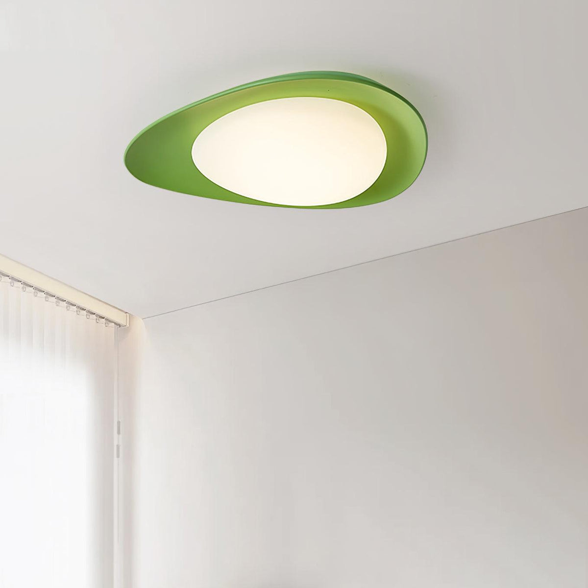 Organic Resin LED Flush Mount Light Green Beige for Bedroom Living Room Dining Room Modern Overhead Lighting Nature-Inspired