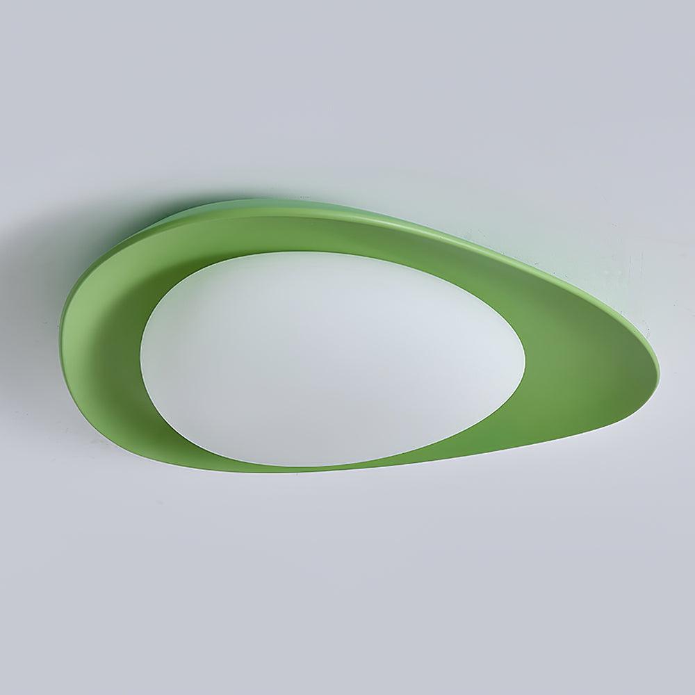 Organic Resin LED Flush Mount Light Green Beige for Bedroom Living Room Dining Room Modern Overhead Lighting Nature-Inspired