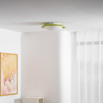 Oval Flush Mount LED Ceiling Light 18 in Green Resin for Living Room Bedroom Hallway Ambient Lighting Modern Home Decor