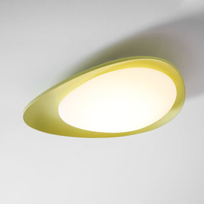 Oval Flush Mount LED Ceiling Light 18 in Green Resin for Living Room Bedroom Hallway Ambient Lighting Modern Home Decor