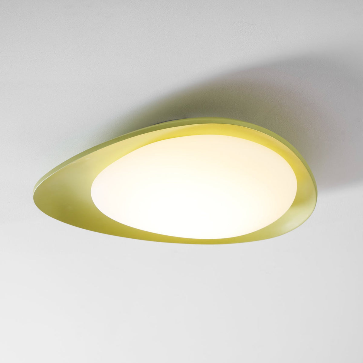 Oval Flush Mount LED Ceiling Light 18 in Green Resin for Living Room Bedroom Hallway Ambient Lighting Modern Home Decor