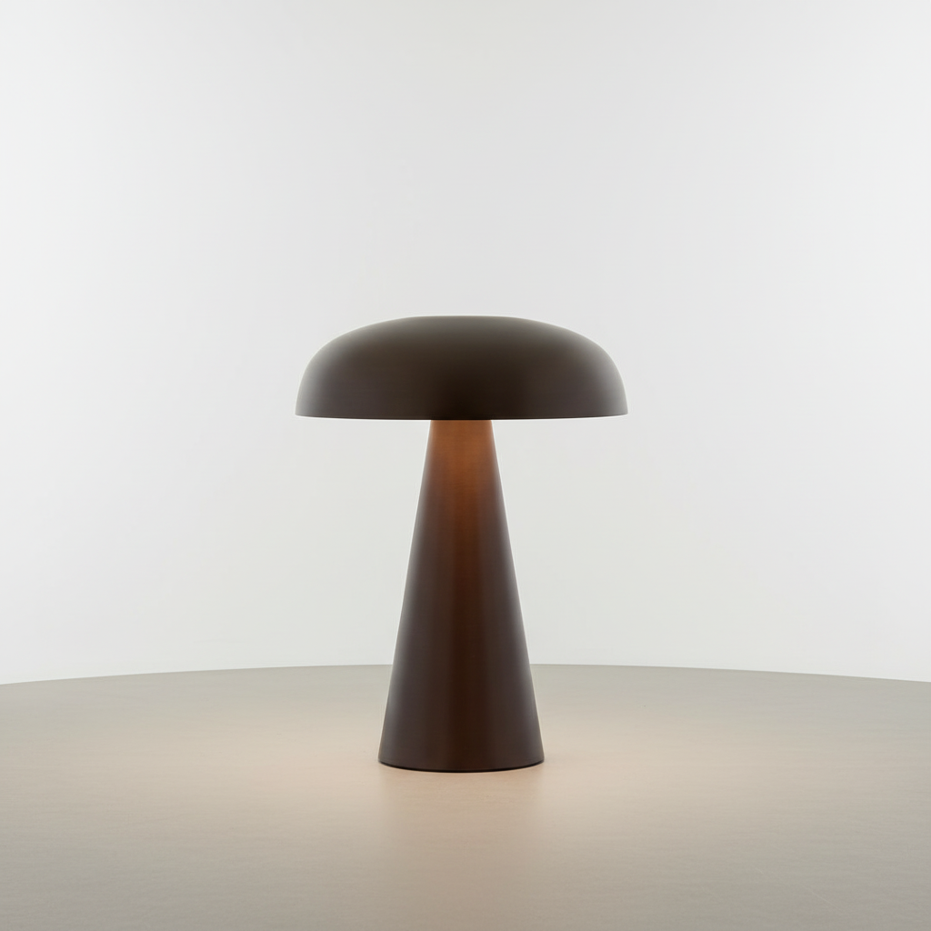 Cordless Mushroom Lamp 6 in Gold Iron LED Rechargeable Bedside Night Light 3-Level Touch Dimmer for Nightstand Desk Reading Living Room Bedr