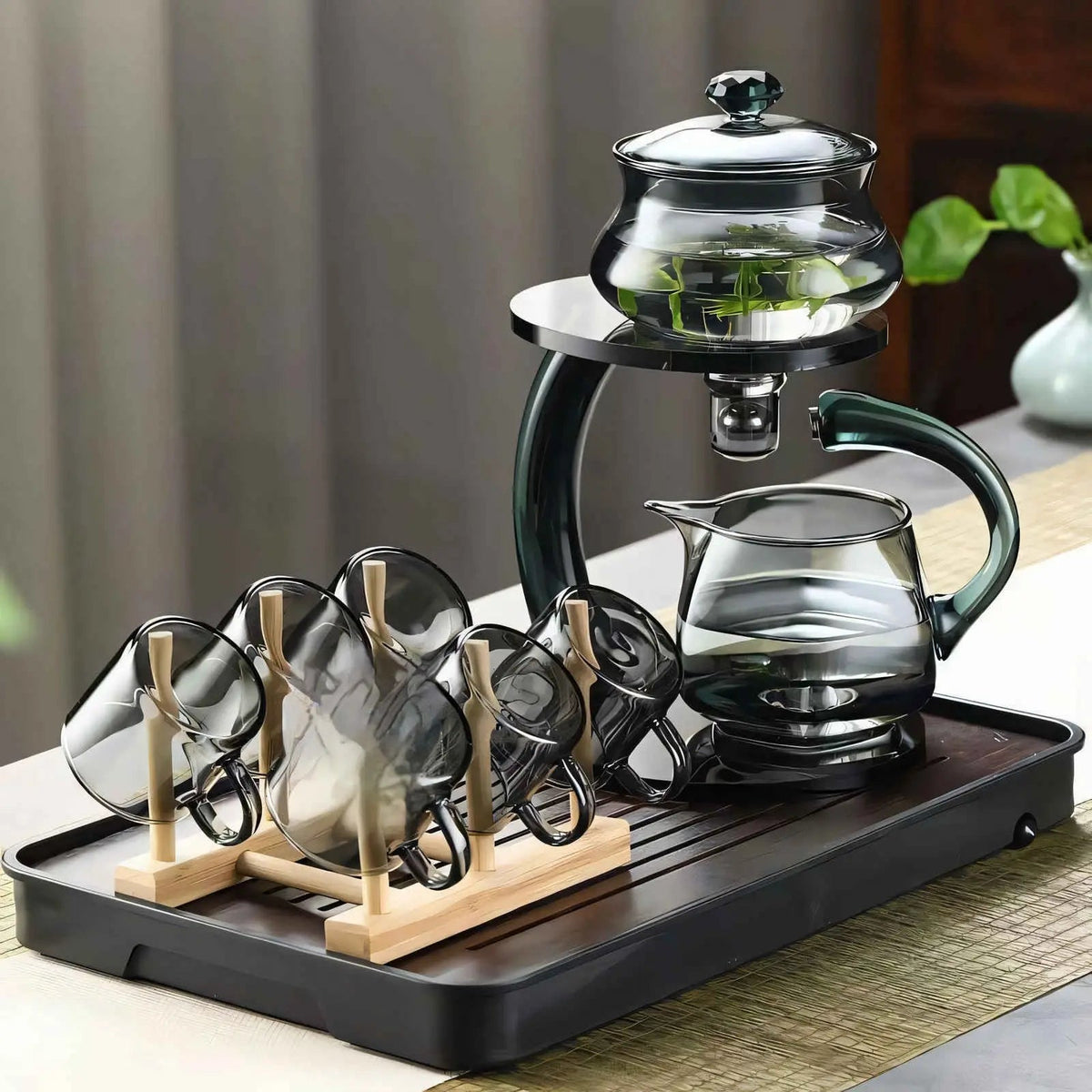Clear Glass Loose Leaf Tea Pot with Magnetic Strainer Heat Safe Borosilicate 356°F Infuser Kettle for Green Black Herbal Tea Brewing Gold Bl