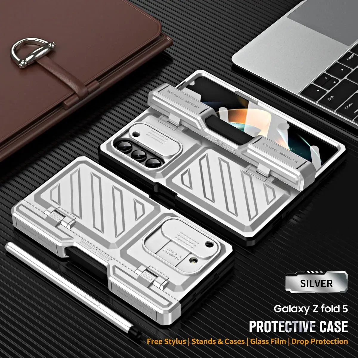 Foldable Phone Armor Case with Built-In Screen Guard & Kickstand for Samsung Galaxy Z Fold 4 / Z Fold 5 – Drop-Tested Protection