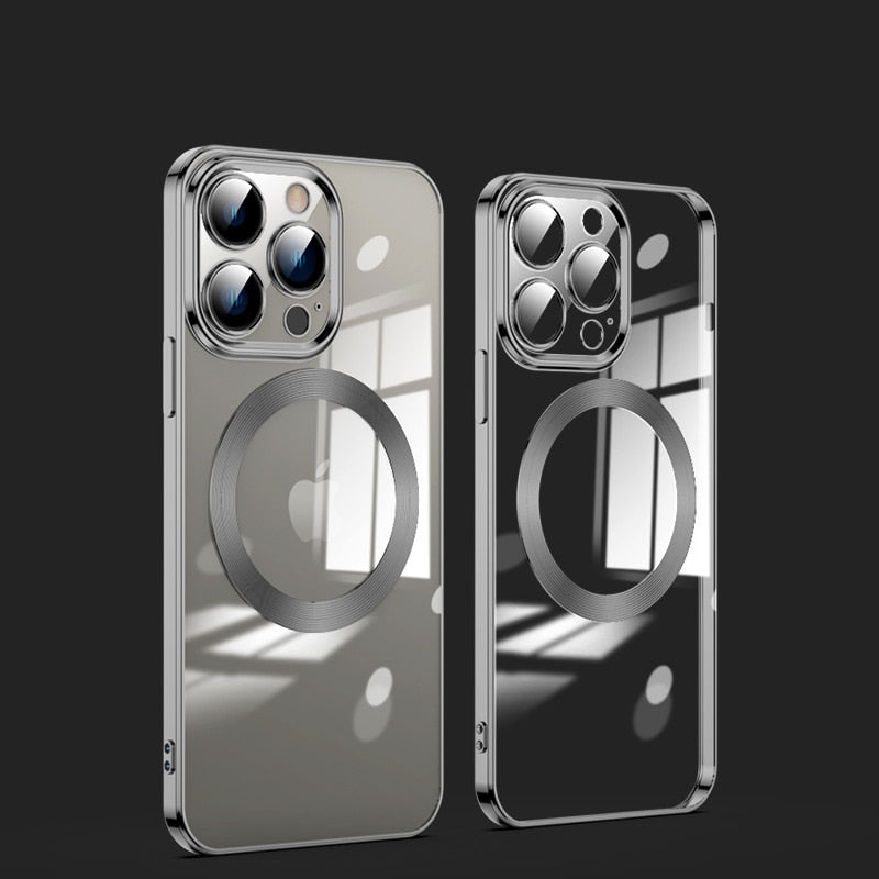 Crystal Clear iPhone Case MagSafe Compatible with Tempered Glass Camera Shield for 11-17 Series Pro Max Plus Air