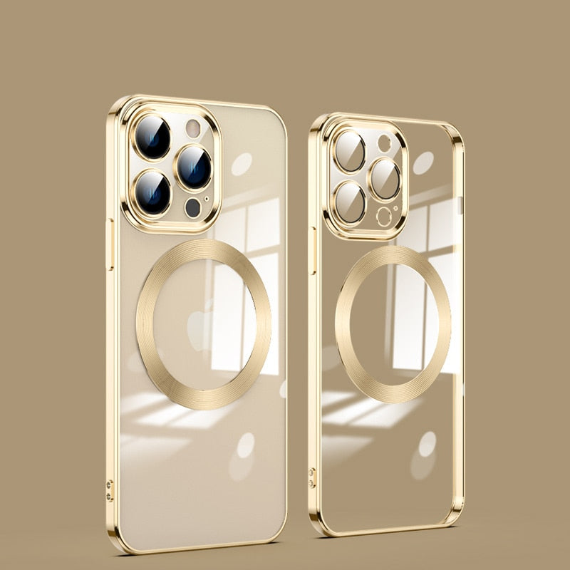 Crystal Clear iPhone Case MagSafe Compatible with Tempered Glass Camera Shield for 11-17 Series Pro Max Plus Air