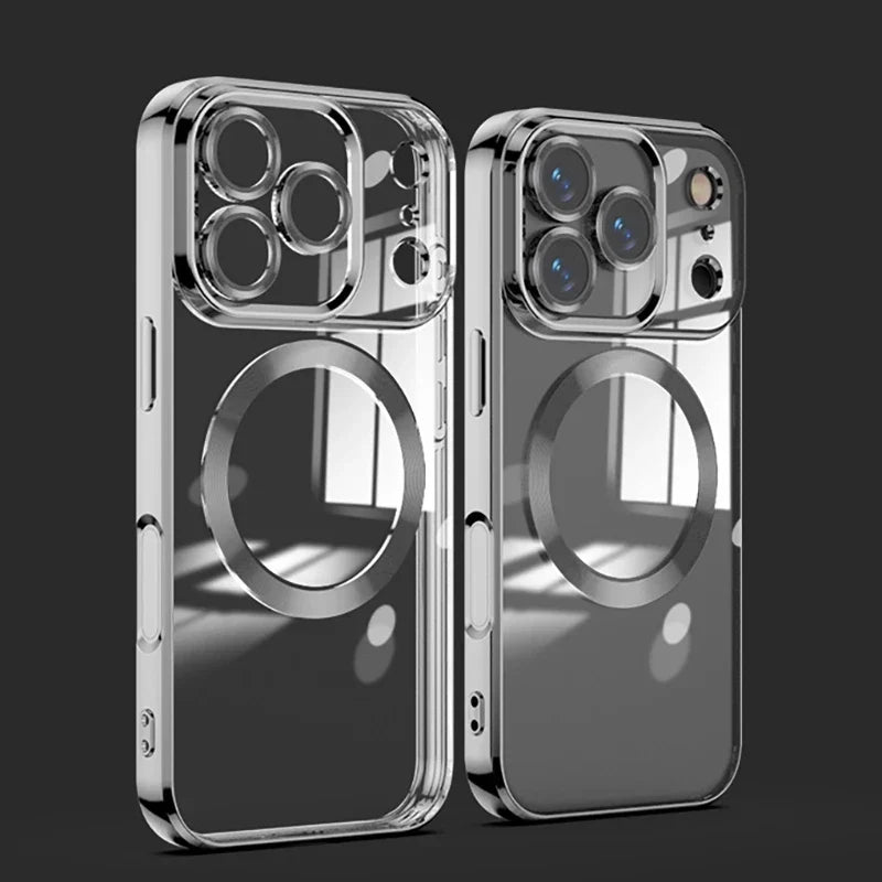 Crystal Clear iPhone Case MagSafe Compatible with Tempered Glass Camera Shield for 11-17 Series Pro Max Plus Air