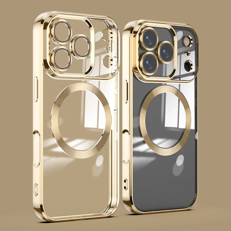 Crystal Clear iPhone Case MagSafe Compatible with Tempered Glass Camera Shield for 11-17 Series Pro Max Plus Air