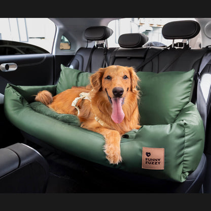Dog Car Seat Cover for Back Seat – Padded Travel Hammock for Medium & Large Dogs with Safety Tethers & Storage Pockets
