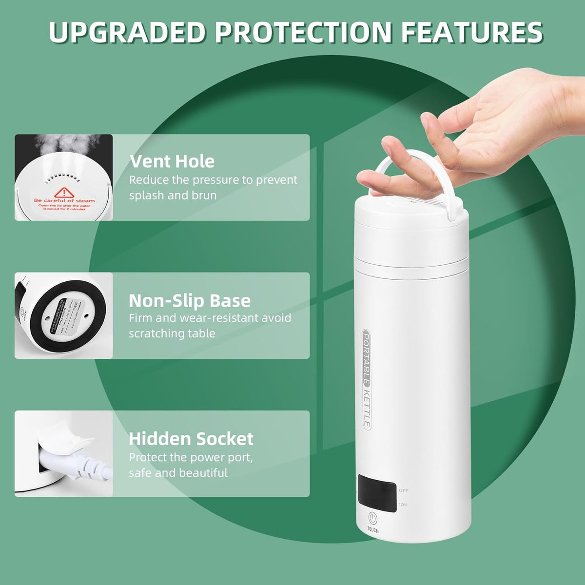 Compact Electric Kettle for Travel – Smart Temperature Control with LCD