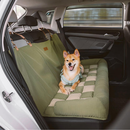 Dog Car Seat Cover with Bolster Sides for Back Seat | Protective Waterproof Pet Travel Hammock for Large Dogs SUV Truck Sedan | Quilted