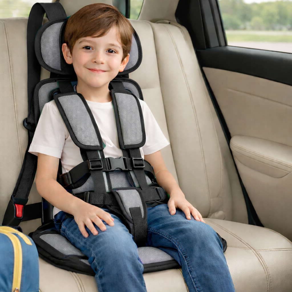 Ortekor Travel Buddy | Asiento elevador portátil para coche con arnés de 5 puntos | Diseño ligero para viajes seguros con niños