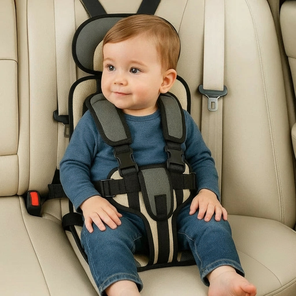 Asiento de coche portátil para niños, asiento infantil plegable con arnés de 5 puntos, asiento de coche ligero para viajes en taxi