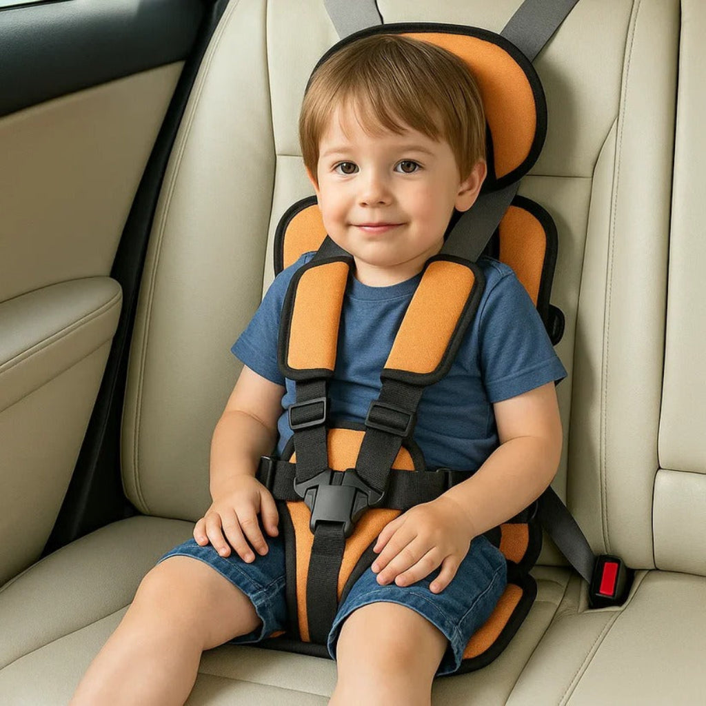 Asiento de coche portátil para niños, asiento infantil plegable con arnés de 5 puntos, asiento de coche ligero para viajes en taxi