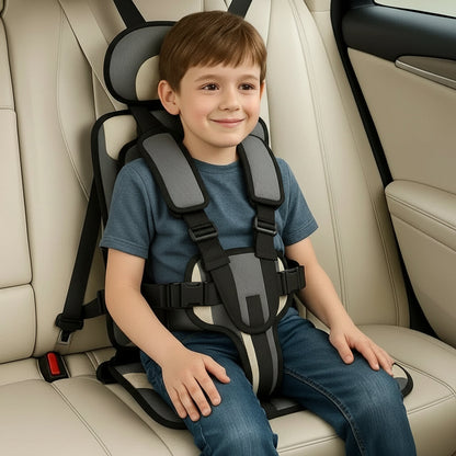 Asiento de coche portátil para niños, asiento infantil plegable con arnés de 5 puntos, asiento de coche ligero para viajes en taxi