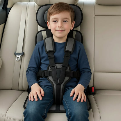 Asiento de coche portátil para niños, asiento infantil plegable con arnés de 5 puntos, asiento de coche ligero para viajes en taxi