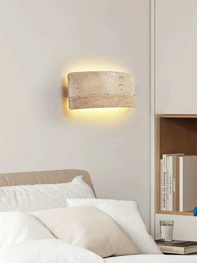 Travertine Stone Wall Sconce Dimmable Up Down Light for Hallway Bathroom Patio Indoor Outdoor Accent Lighting Warm LED 10W E27