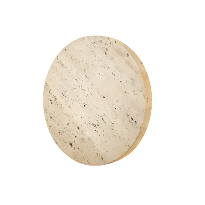 Round Stone Wall Sconce with Integrated Warm LED Light for Bedroom Hallway Living Room Modern Minimalist Travertine Fixture Indoor Ambient L
