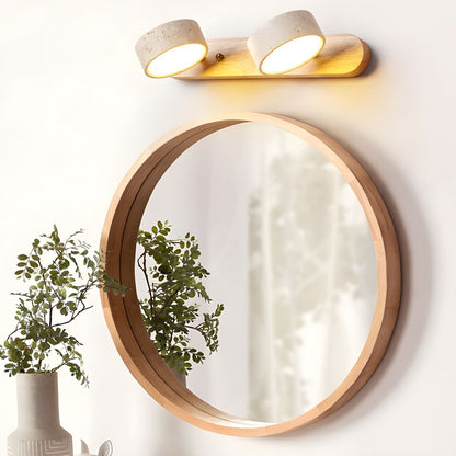 Aplique de pared LED de piedra y madera, regulable, 3 temperaturas de color, luz de acento moderna para pasillo, dormitorio o sala de estar, textura natural, minimalista