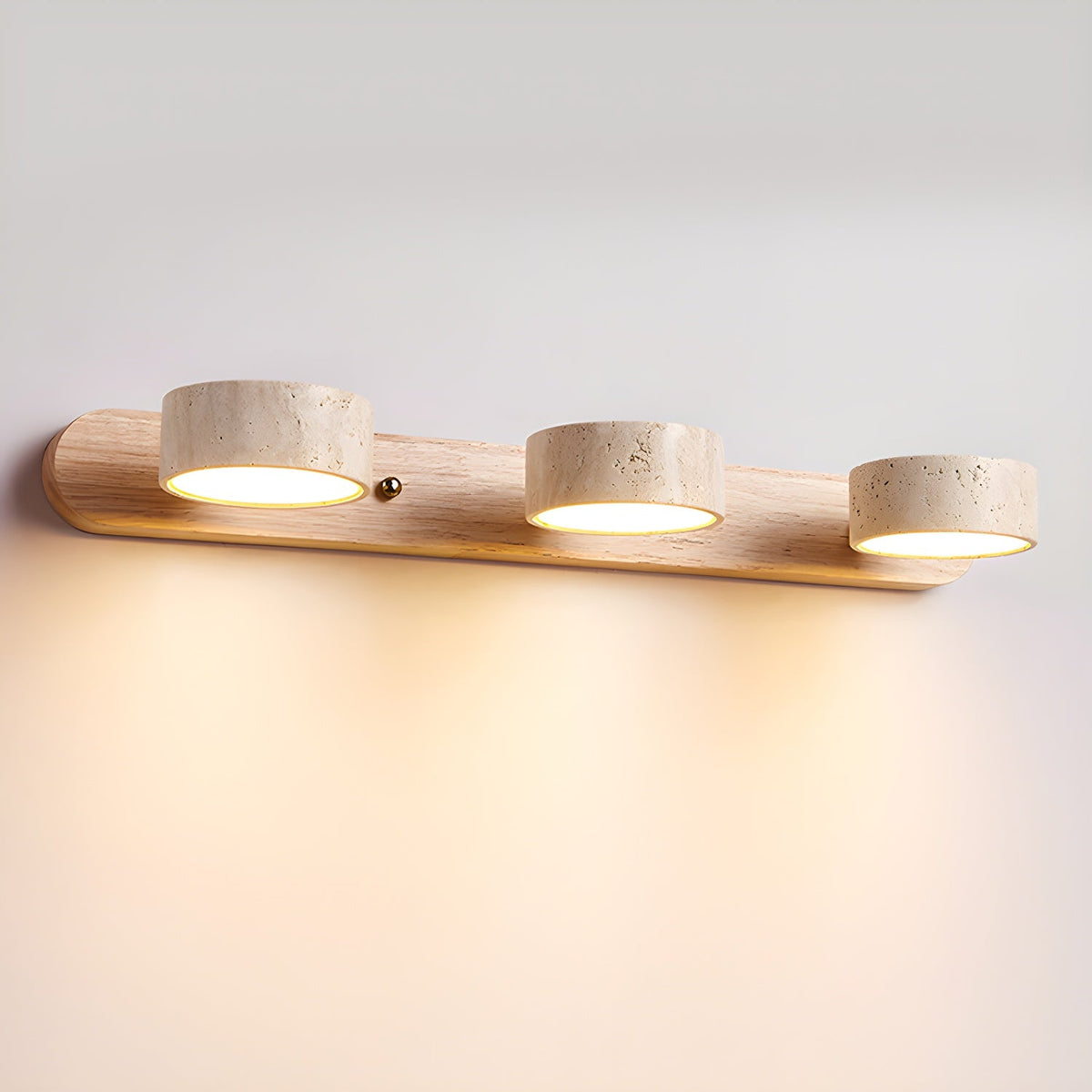 Aplique de pared LED de piedra y madera, regulable, 3 temperaturas de color, luz de acento moderna para pasillo, dormitorio o sala de estar, textura natural, minimalista
